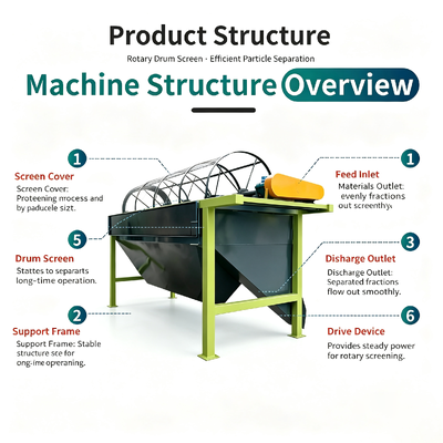 Harga yang bagus Screen Trommel Rotary yang bersih sendiri dengan efisiensi skrining yang tinggi dan grading multi-tahap untuk keseragaman granul pupuk On line